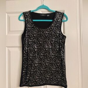 Verve Women's Black and Silver Sequin Tank Top